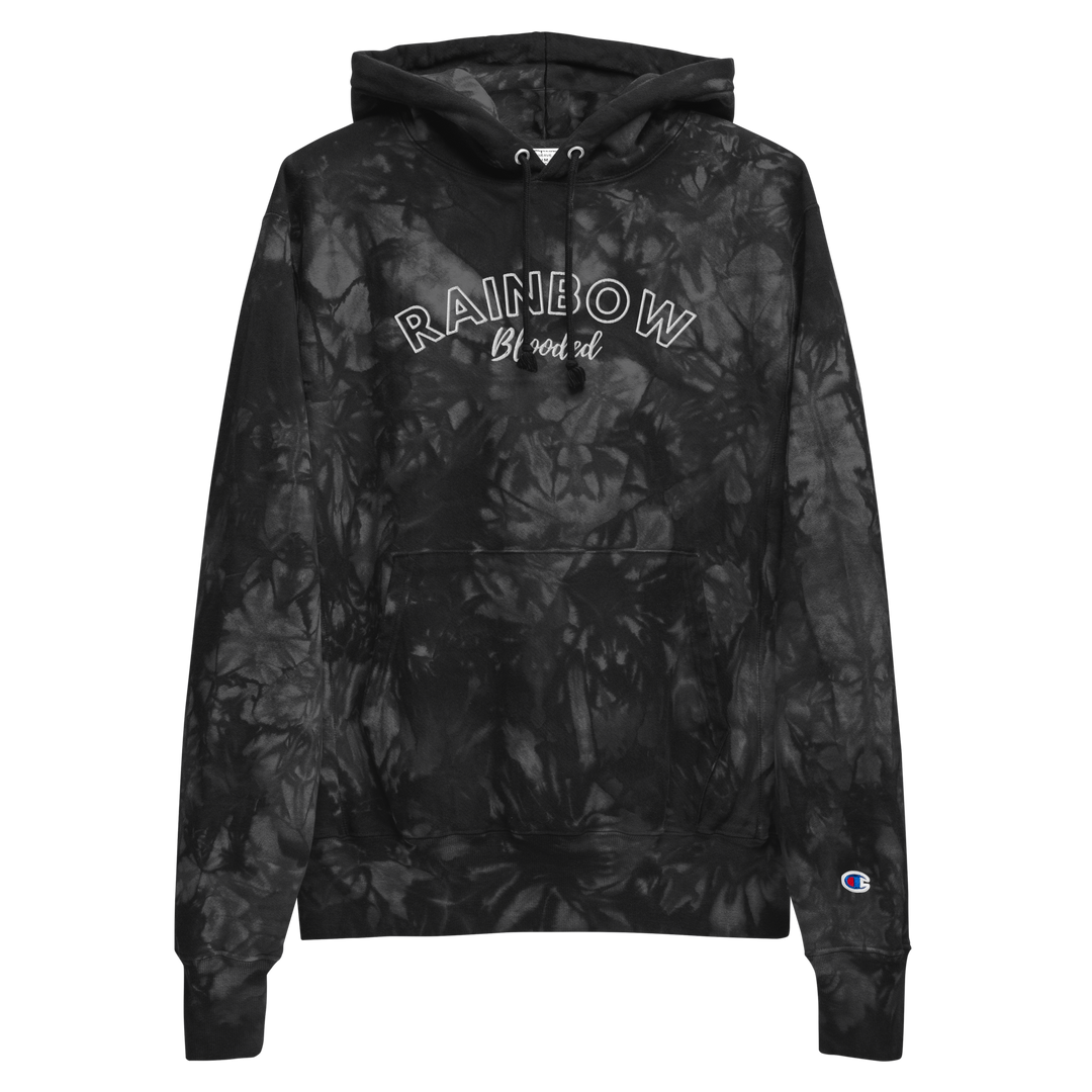 Rainbow Blooded Champion Tie-Dye Hoodie - Embroidered