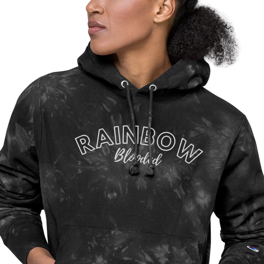 Rainbow Blooded Champion Tie-Dye Hoodie - Embroidered