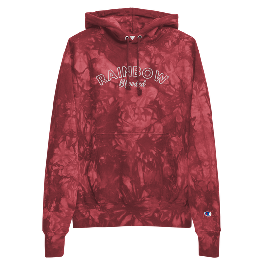 Rainbow Blooded Champion Tie-Dye Hoodie - Embroidered