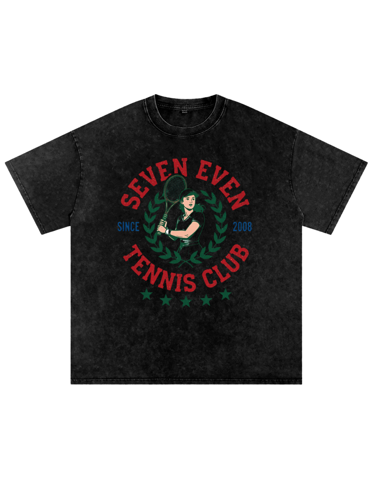 Tennis Club Snow Washed Oversized Cotton T-Shirt