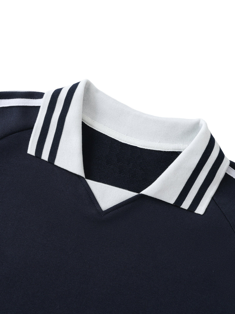 Joker Striped Lapel Collar Sweatshirt