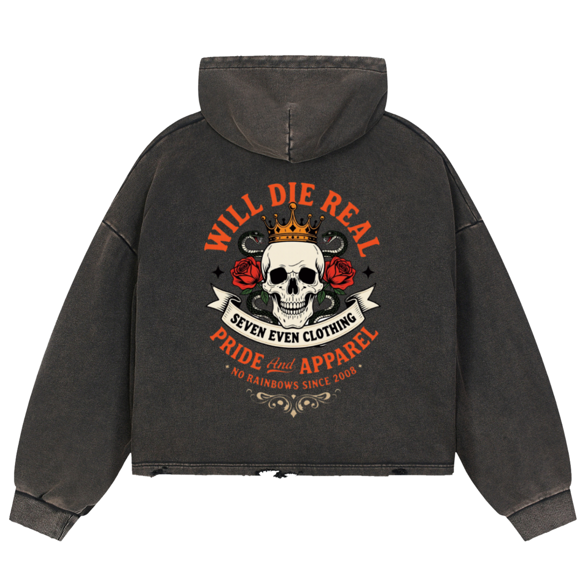 Die Real Vintage Washed Frayed-Hem Hoodie