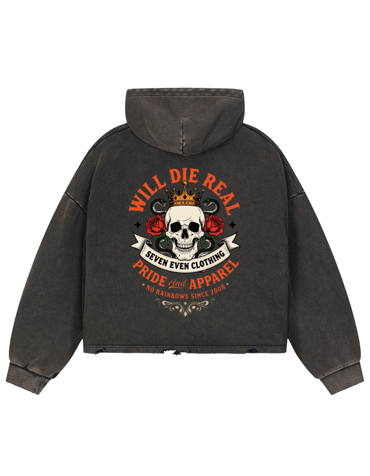 Die Real Vintage Washed Frayed-Hem Hoodie