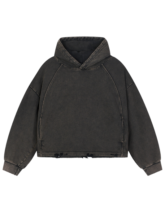 Die Real Vintage Washed Frayed-Hem Hoodie