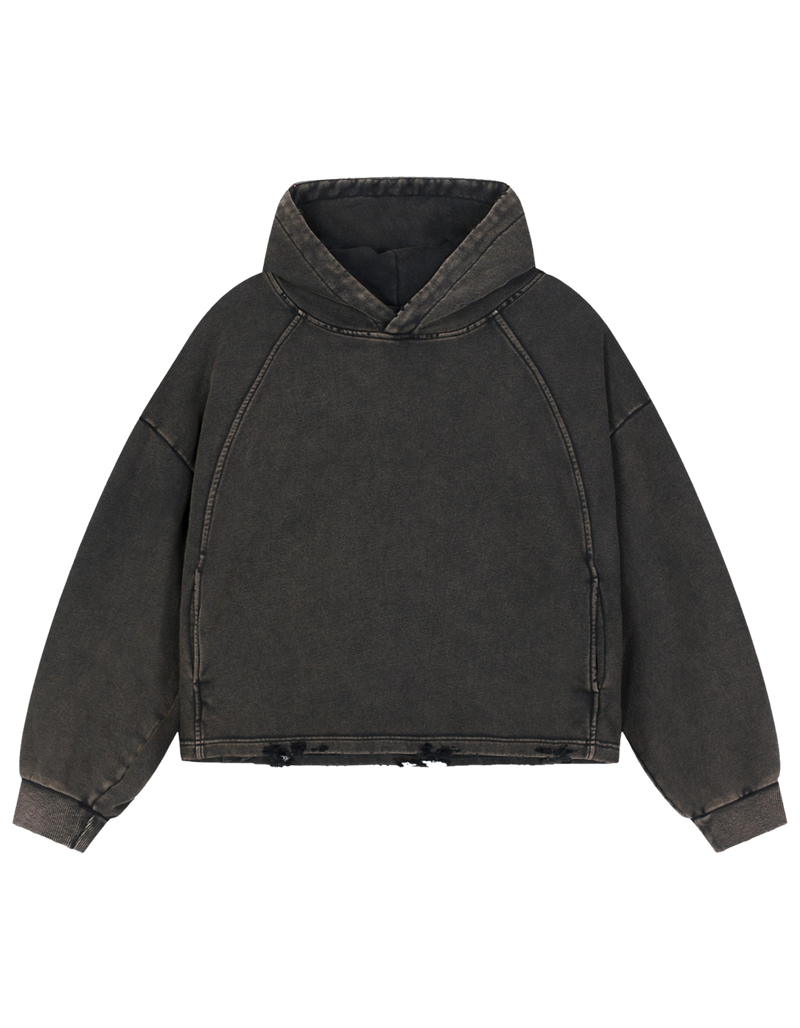 Die Real Vintage Washed Frayed-Hem Hoodie