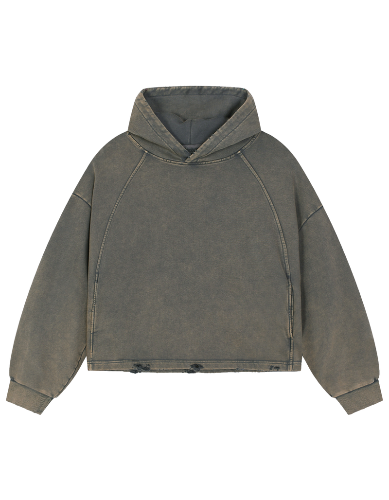 Die Real Vintage Washed Frayed-Hem Hoodie