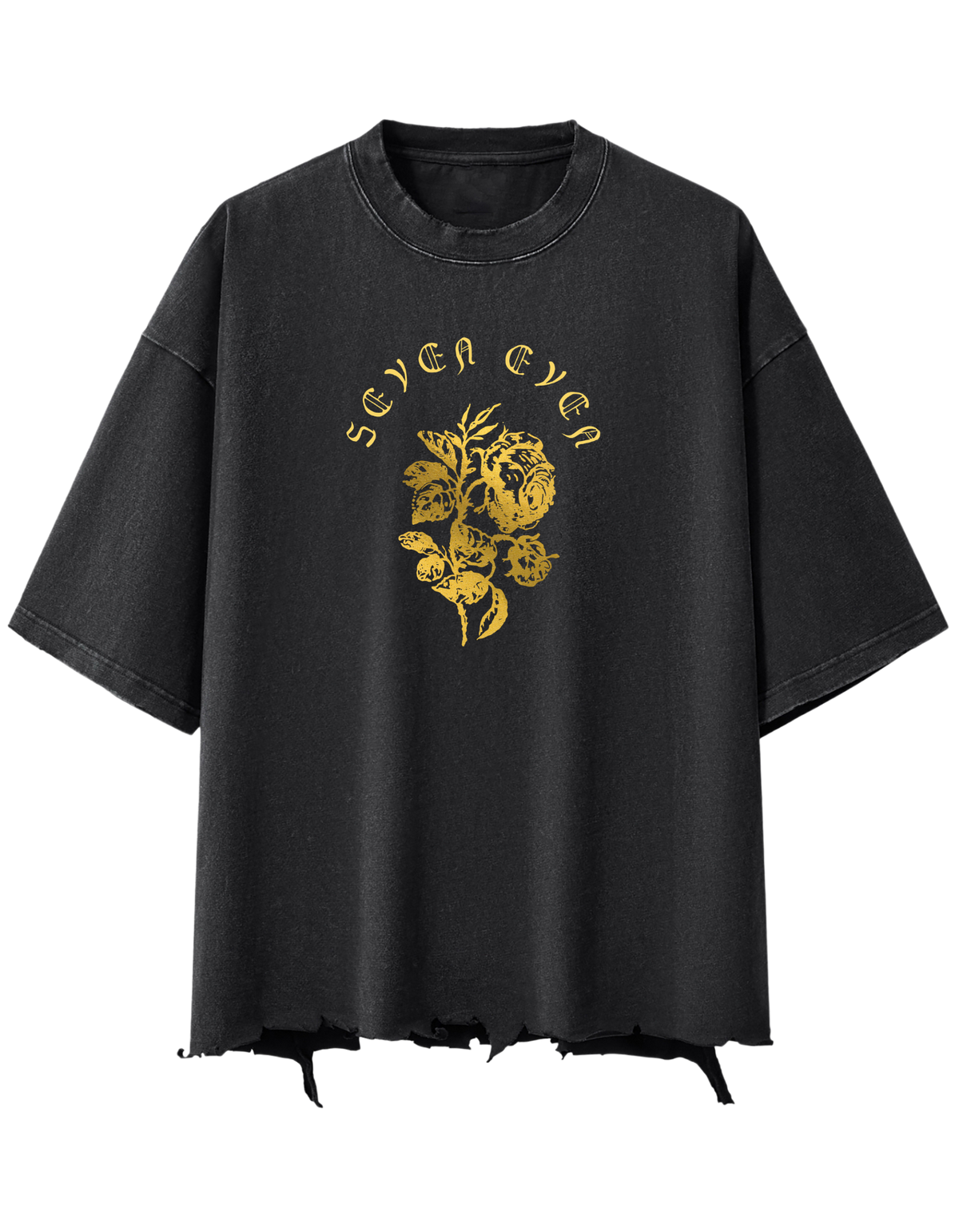 Golden Snow Wash Raw-Hem Boxy T-shirt