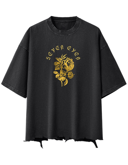 Golden Snow Wash Raw-Hem Boxy T-shirt