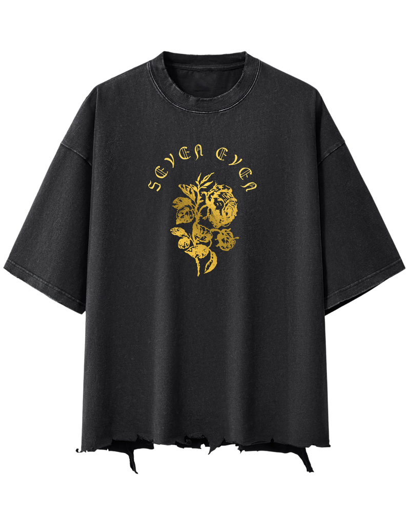 Golden Snow Wash Raw-Hem Boxy T-shirt