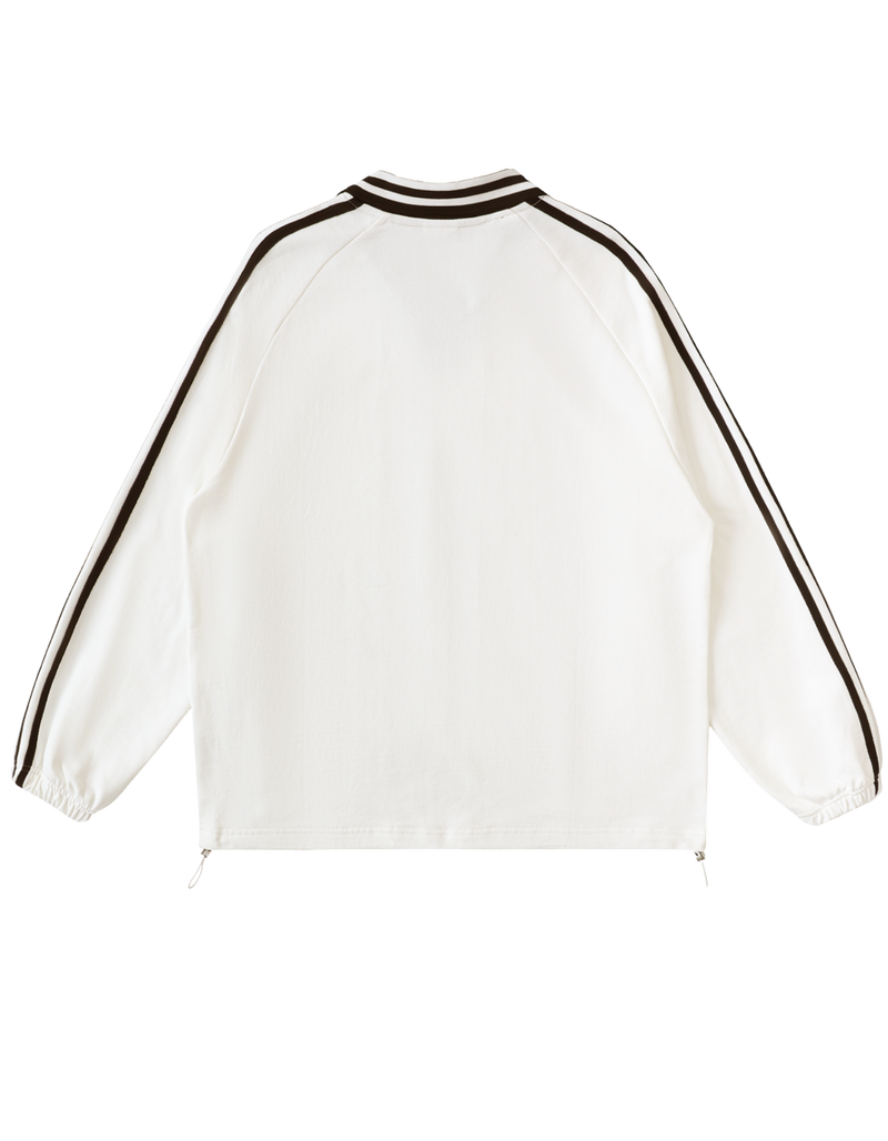 Joker Striped Lapel Collar Sweatshirt
