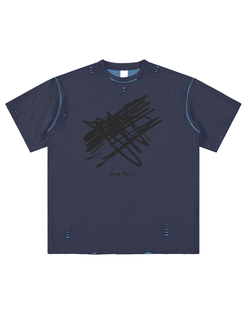 Live Again Hand-Frayed Reversible T-Shirt