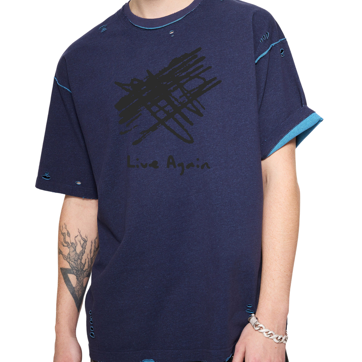 Live Again Hand-Frayed Reversible T-Shirt