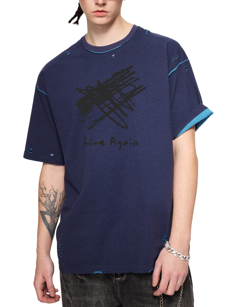 Live Again Hand-Frayed Reversible T-Shirt